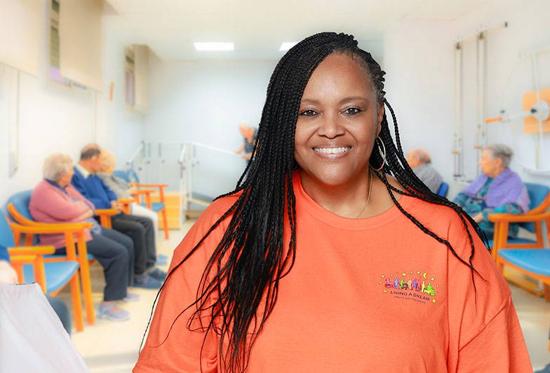 Portrait of Tashua Fortson, founder of Living a Dream Adult Day
